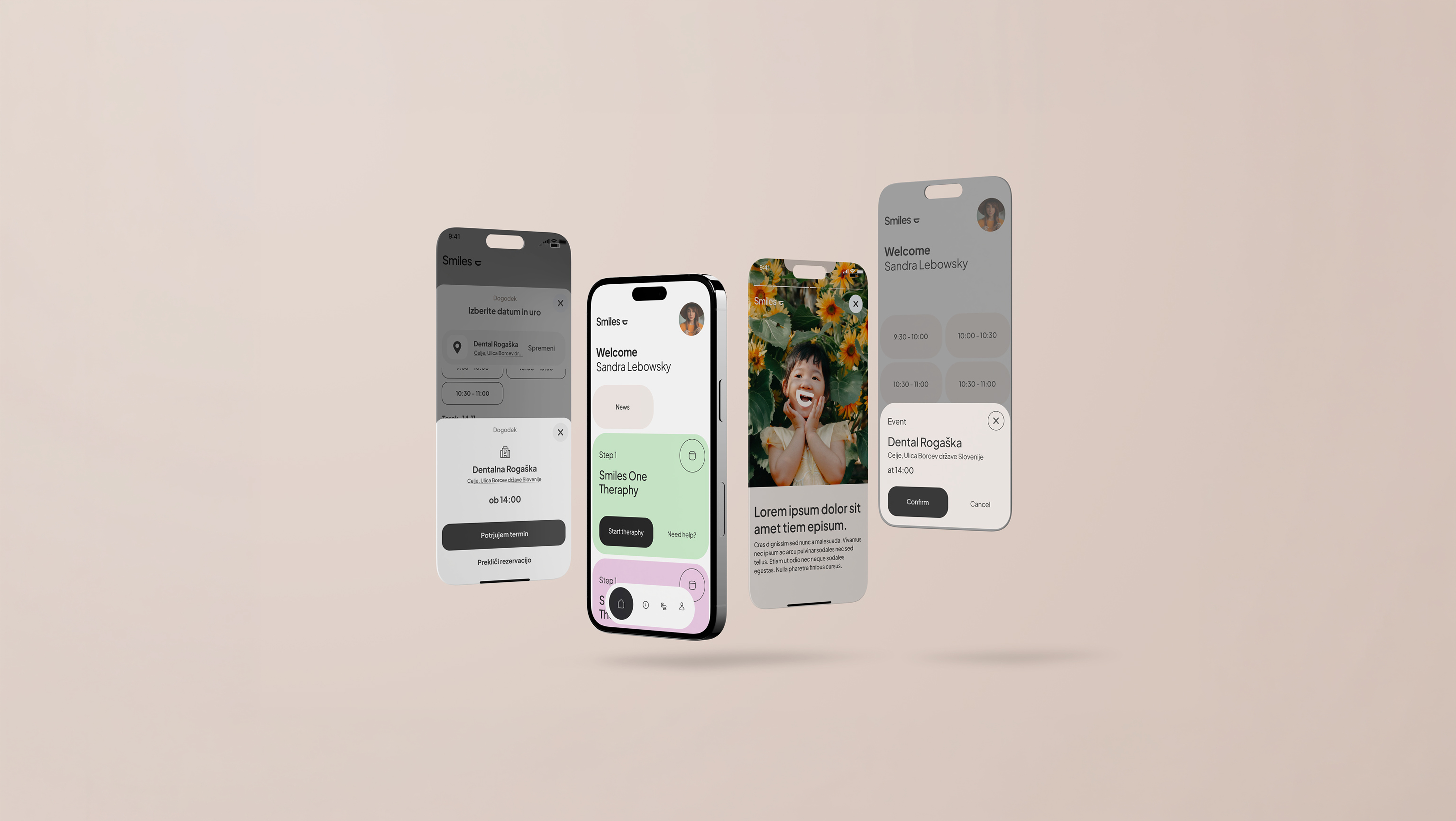 Smiles mobile app interface design